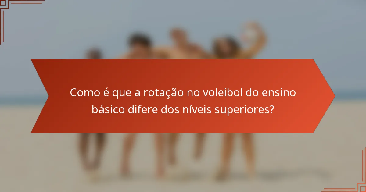 Como é que a rotação no voleibol do ensino básico difere dos níveis superiores?