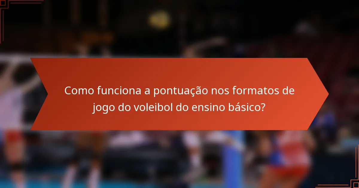 Como funciona a pontuação nos formatos de jogo do voleibol do ensino básico?