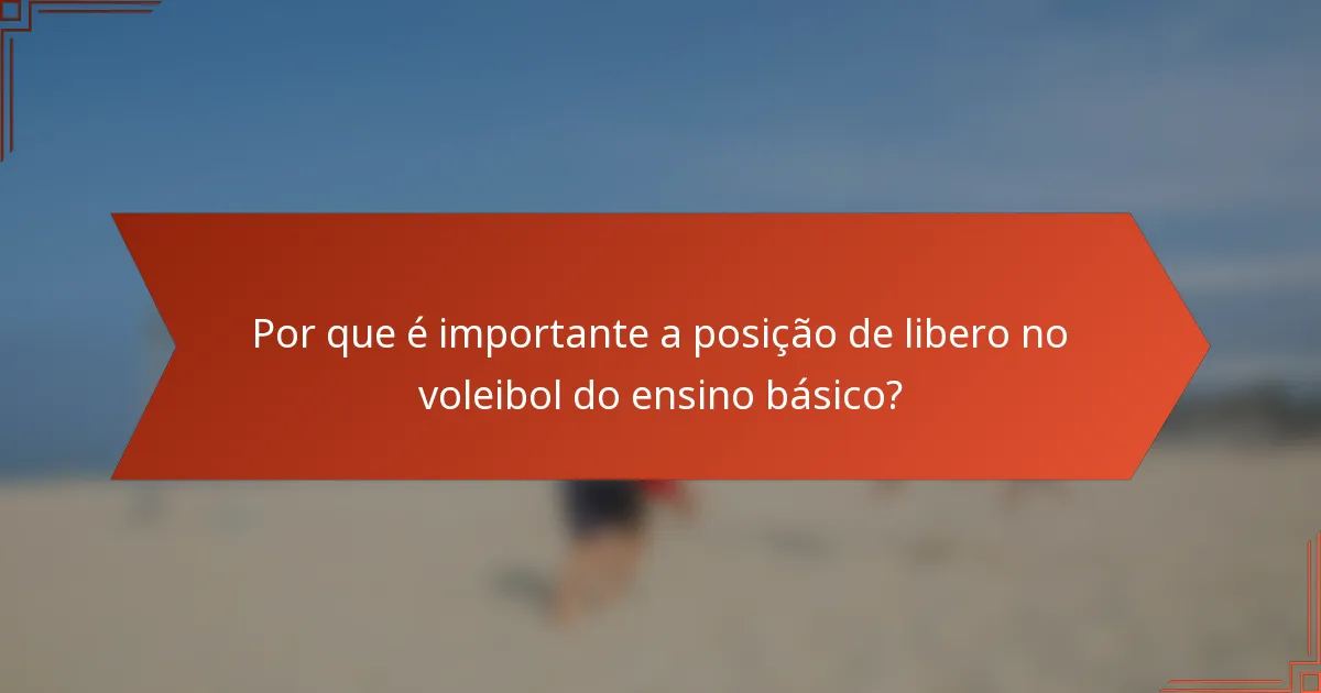 Por que é importante a posição de libero no voleibol do ensino básico?